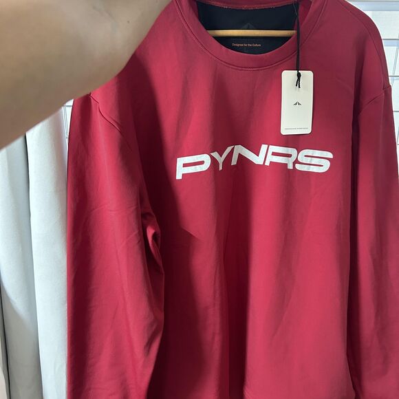 PYNRS Sweatshirt Mens Large Red Performance Streetwear Crewneck Zipper Pocket - Picture 11 of 11